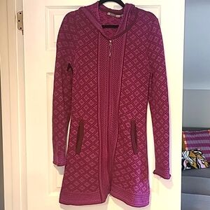 Athleta Spooner Summit Zip-Up Women's Purple Wool Sweater with Hood